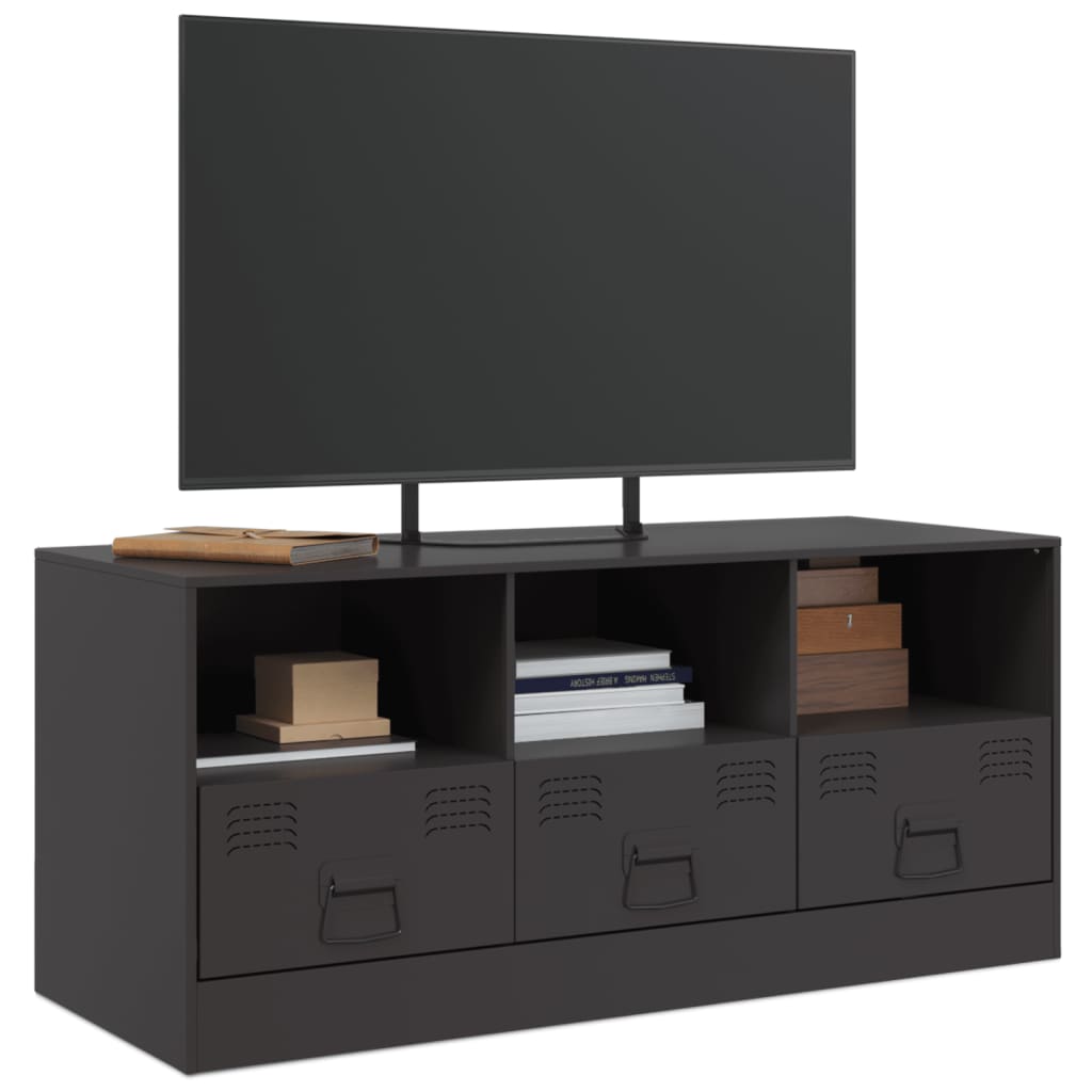 vidaXL Meuble TV noir 99x39x44 cm acier