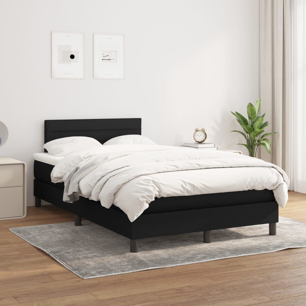 vidaXL Sommier à lattes de lit avec matelas noir 120x190 cm tissu