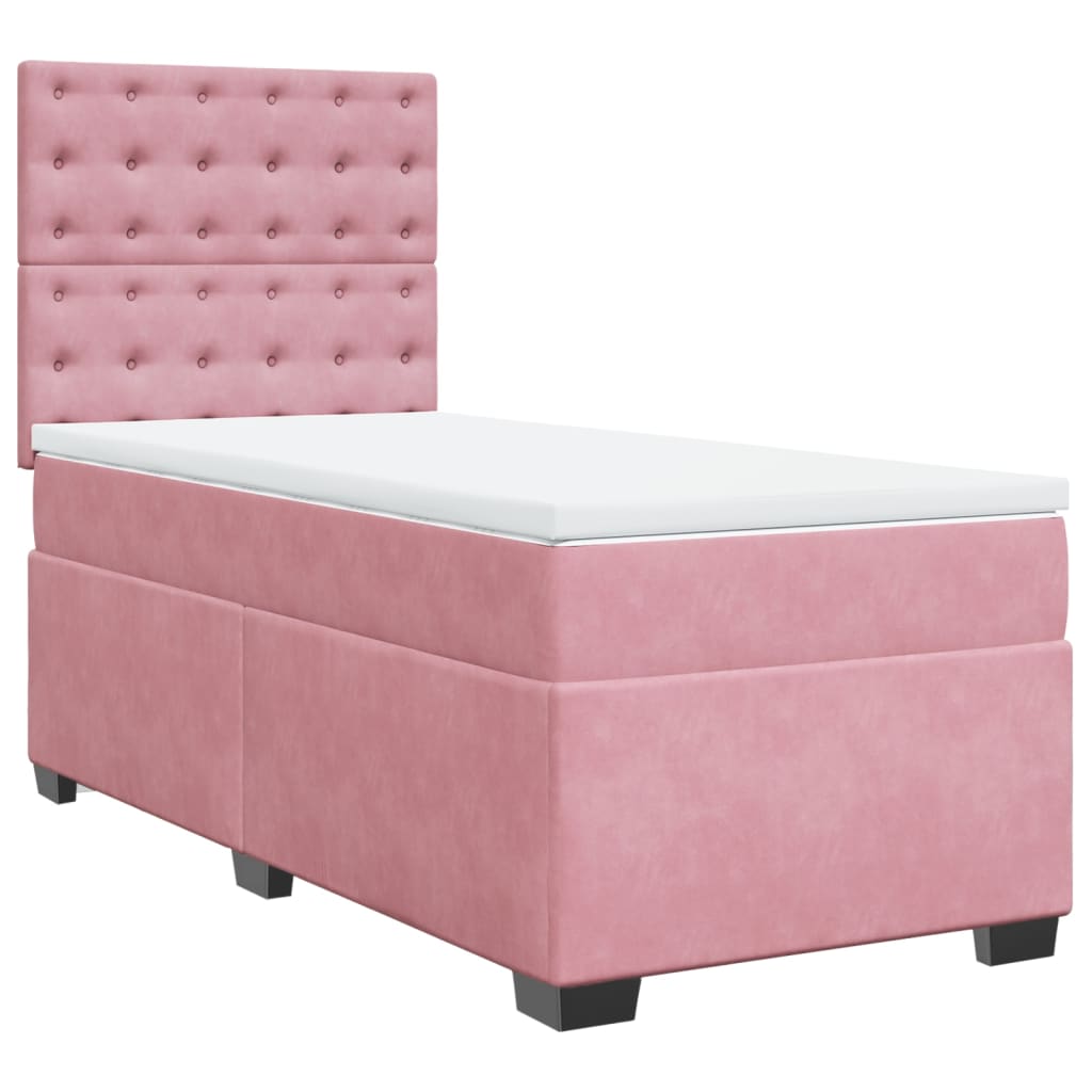 vidaXL Sommier à lattes de lit avec matelas Rose 100x200 cm Velours