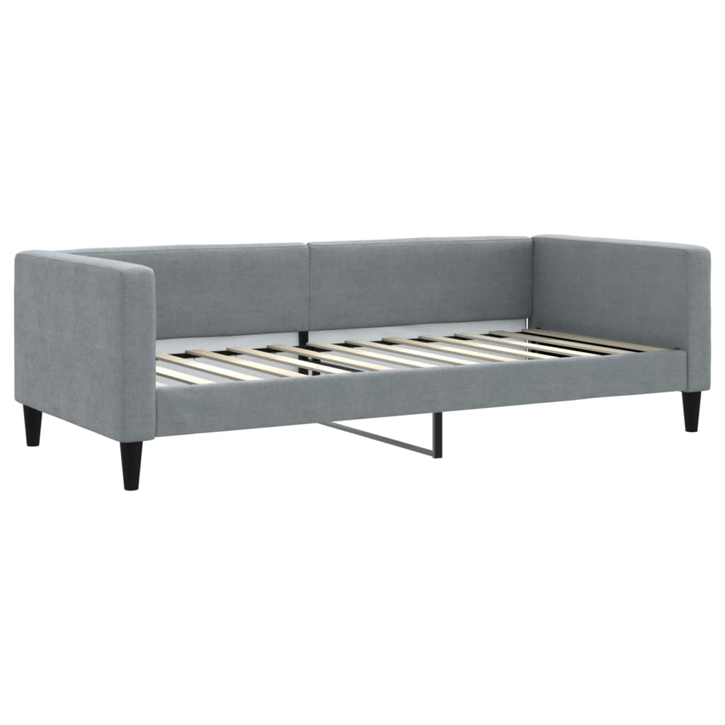 vidaXL Lit de jour avec gigogne et matelas gris clair 90x200 cm tissu