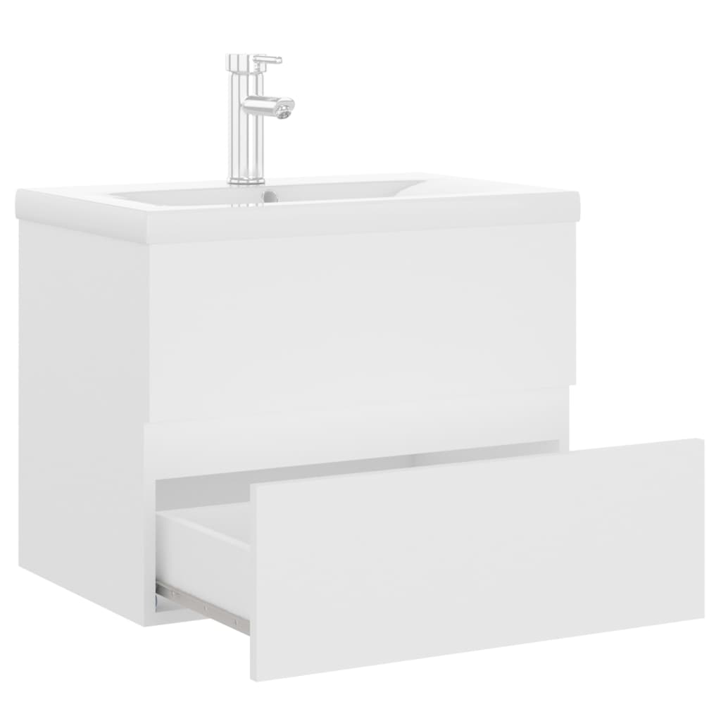 vidaXL Armoire d'évier avec lavabo intégré blanc bois d'ingénierie