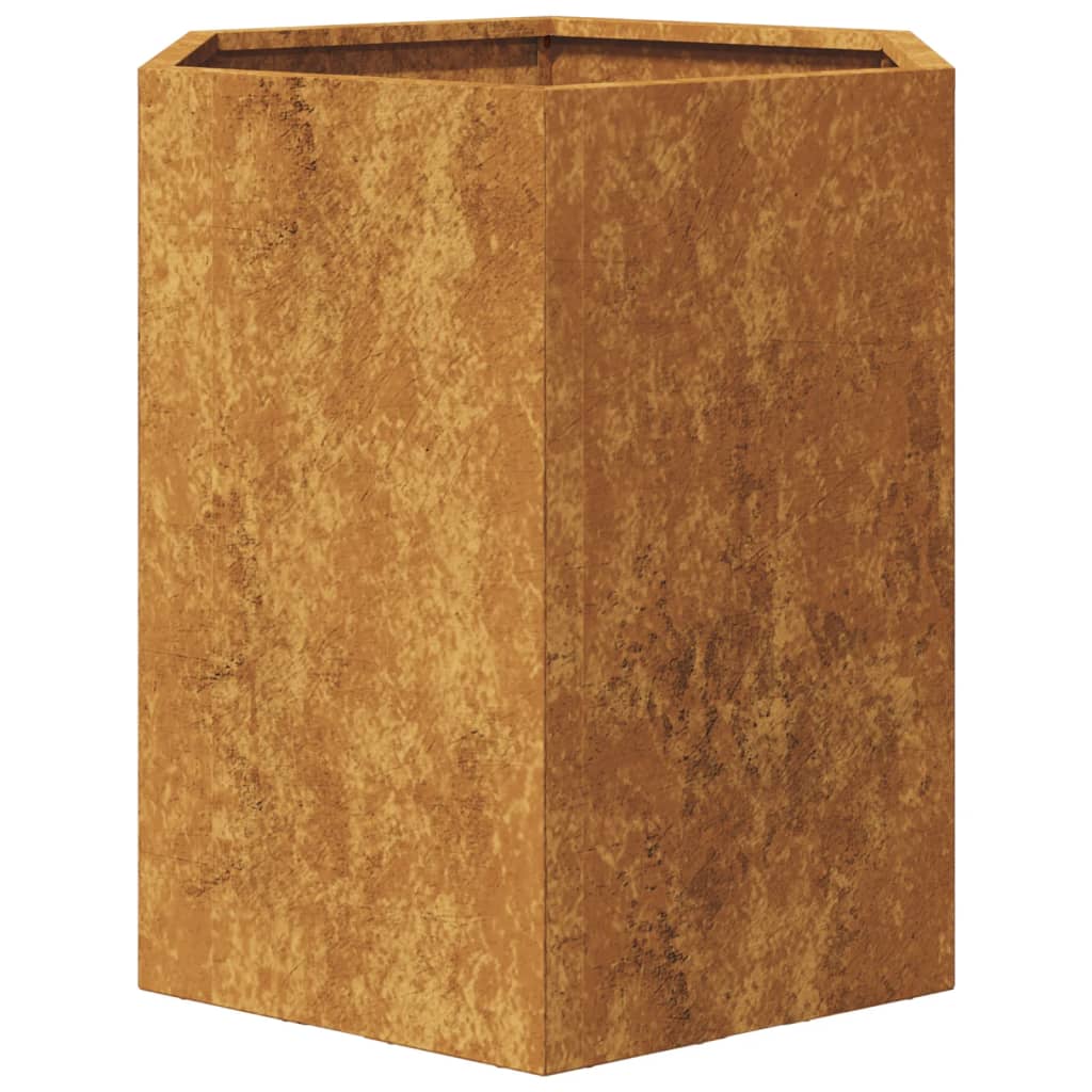 vidaXL Jardinière hexagone 46x40x45 cm acier corten