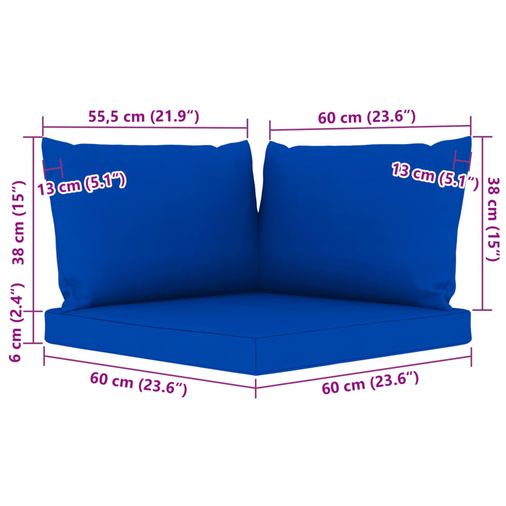 vidaXL Canapé palette de jardin 2 places et coussins bleu Pinède