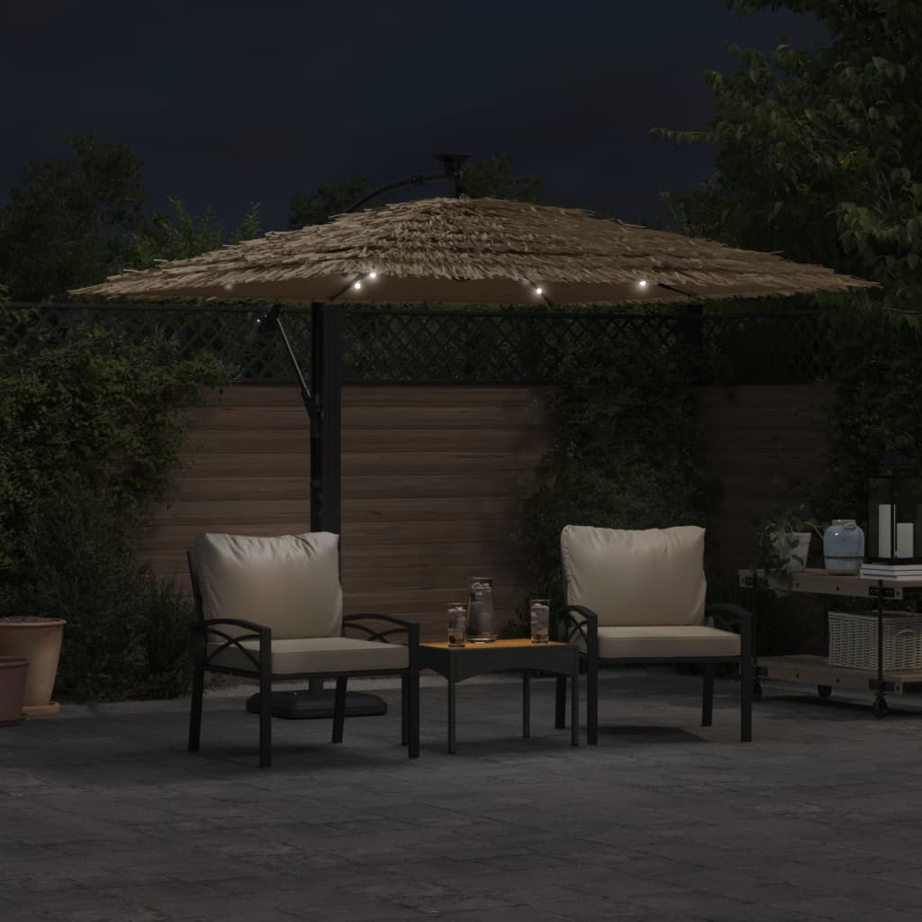 vidaXL Parasol de jardin avec LED et mât en acier marron 246x246x230cm