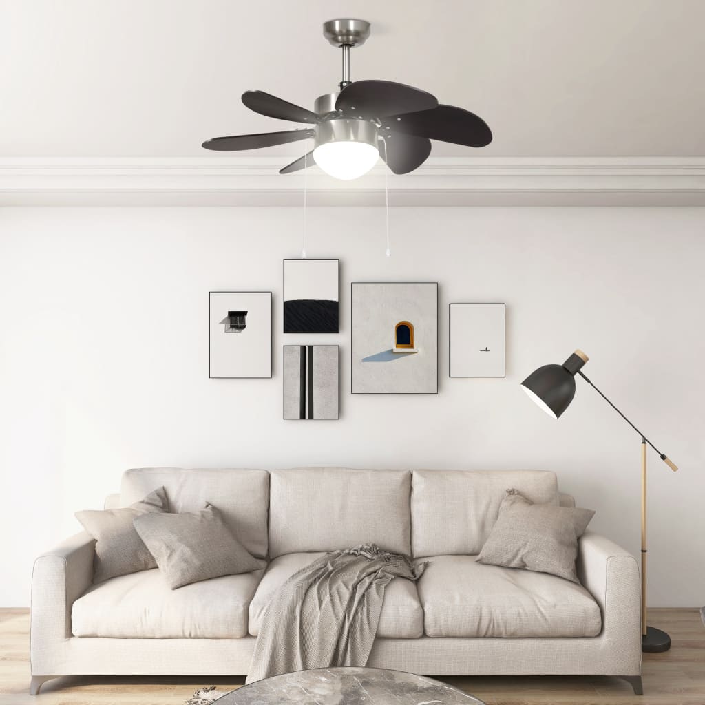 vidaXL Ventilateur de plafond avec lampe 76 cm Marron foncé