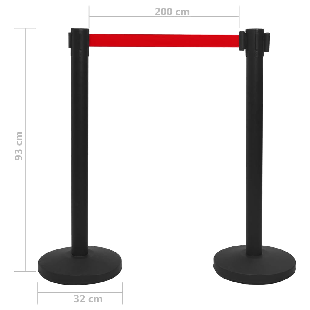 vidaXL Colonne avec bande de barrière d'aéroport Inox Noir