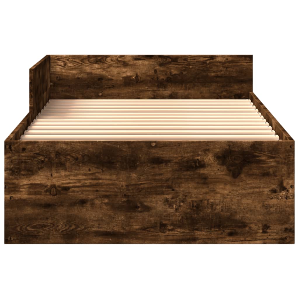 vidaXL Cadre de lit sans matelas chêne fumé 100x200 cm bois ingénierie