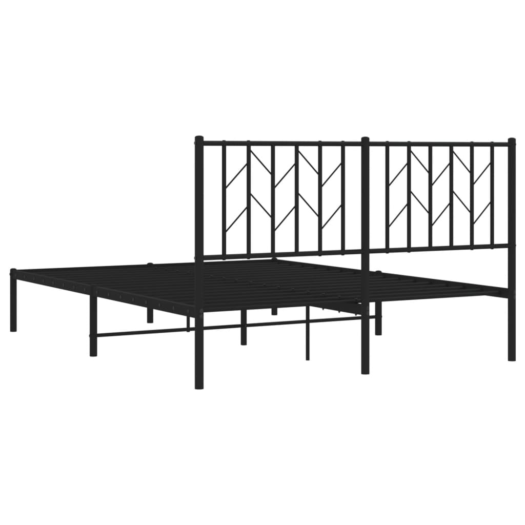 vidaXL Cadre de lit métal sans matelas avec tête de lit noir 140x200cm