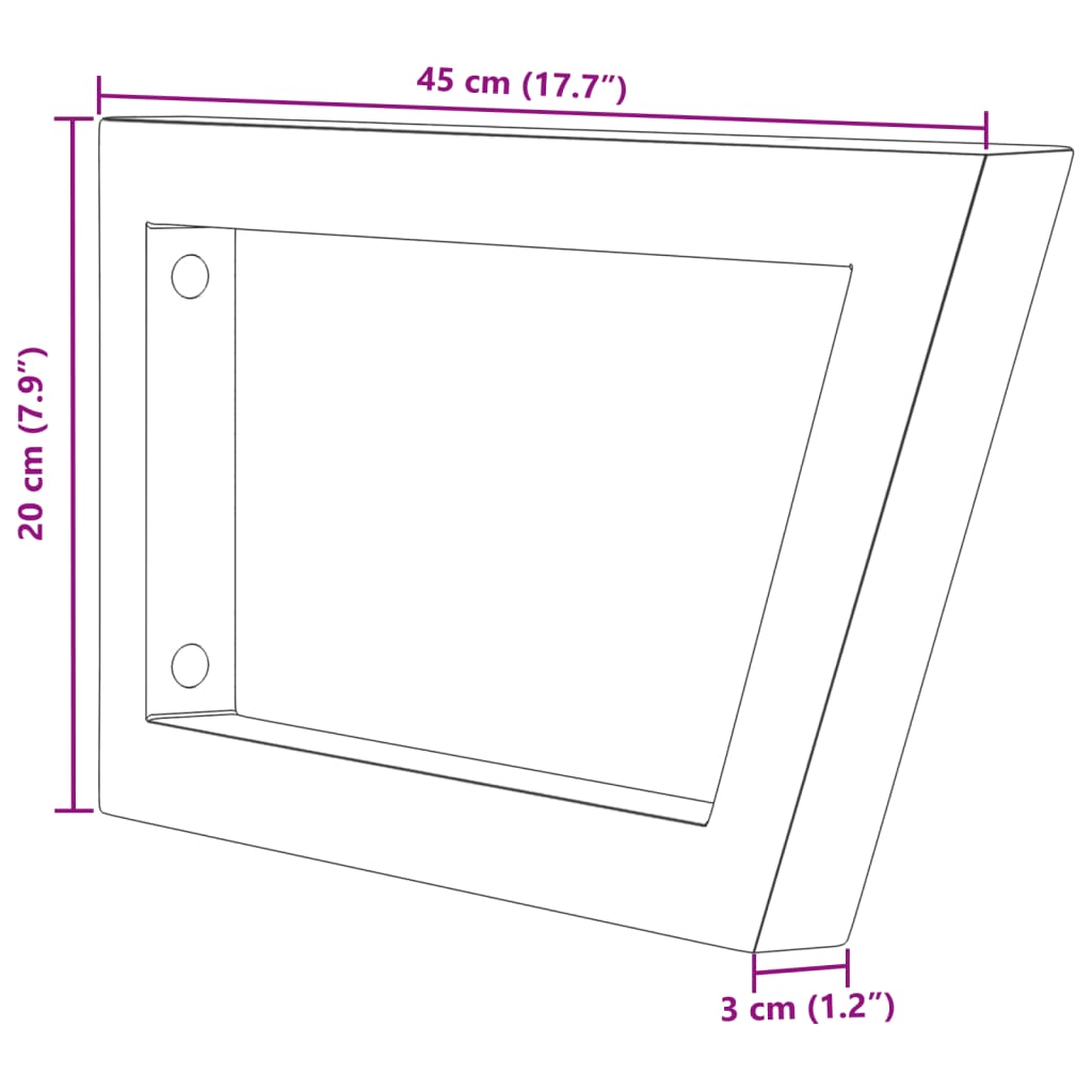 vidaXL Supports d'étagères pour lavabo 2 pcs blanc trapèze acier