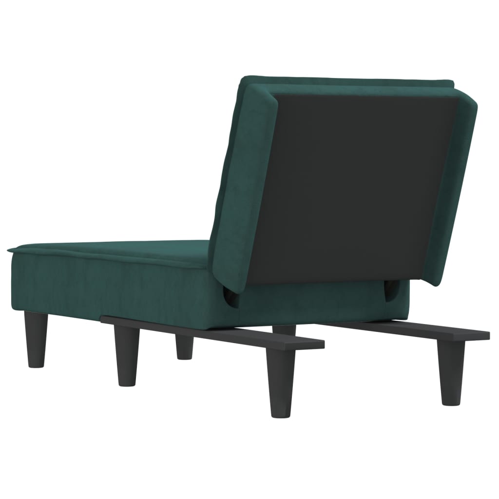 vidaXL Chaise longue vert foncé velours