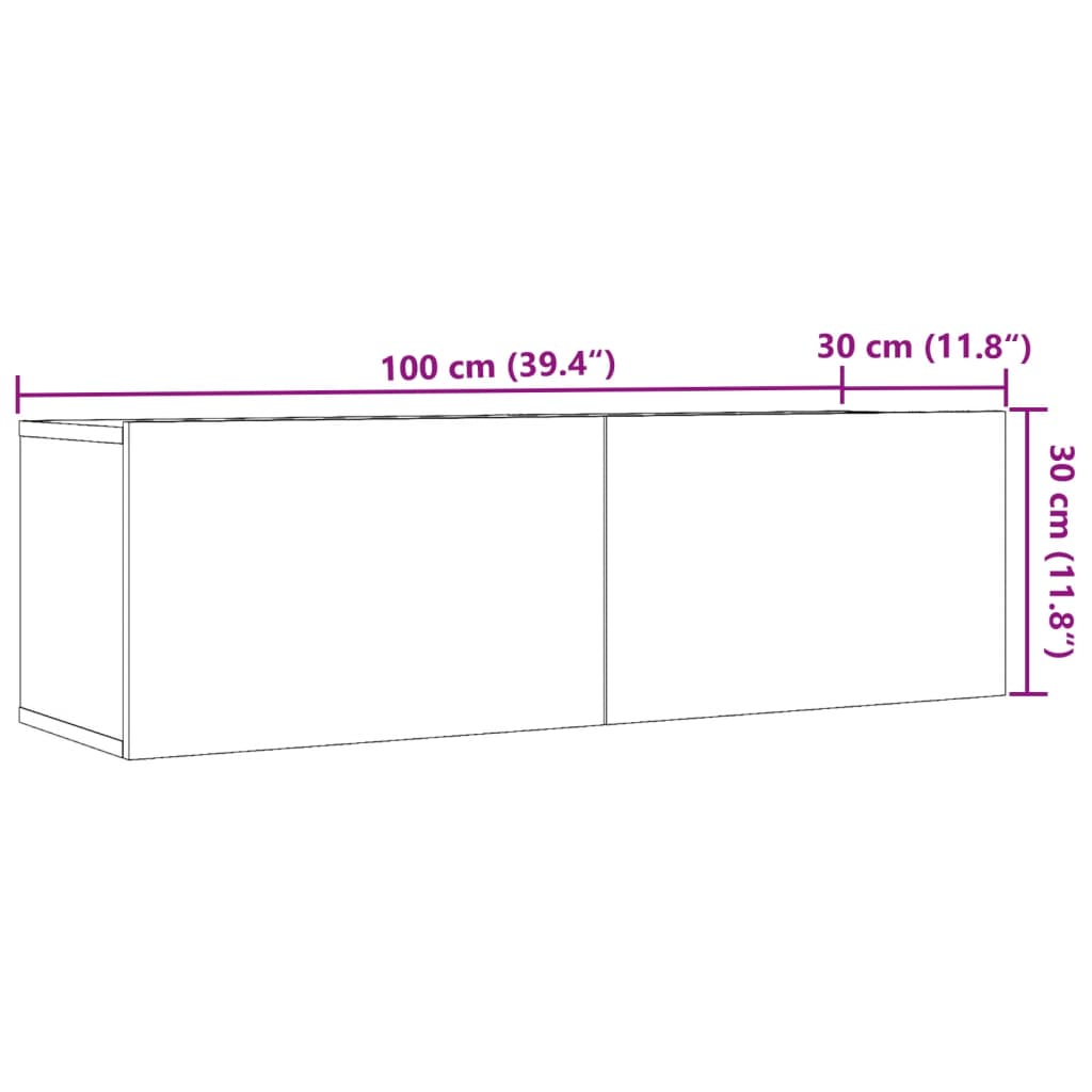 vidaXL Meubles TV muraux 2 pcs chêne artisanal 100x30x30 cm