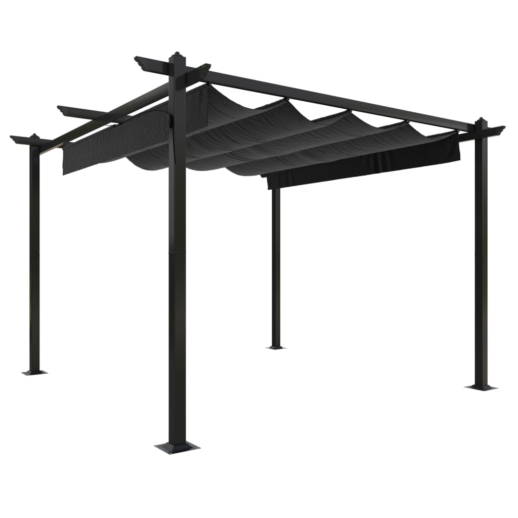 vidaXL Tonnelle de jardin avec toit rétractable 3x3 m Anthracite