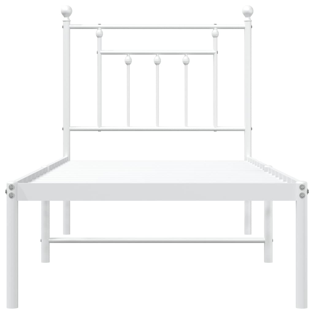 vidaXL Cadre de lit métal sans matelas avec tête de lit blanc 75x190cm