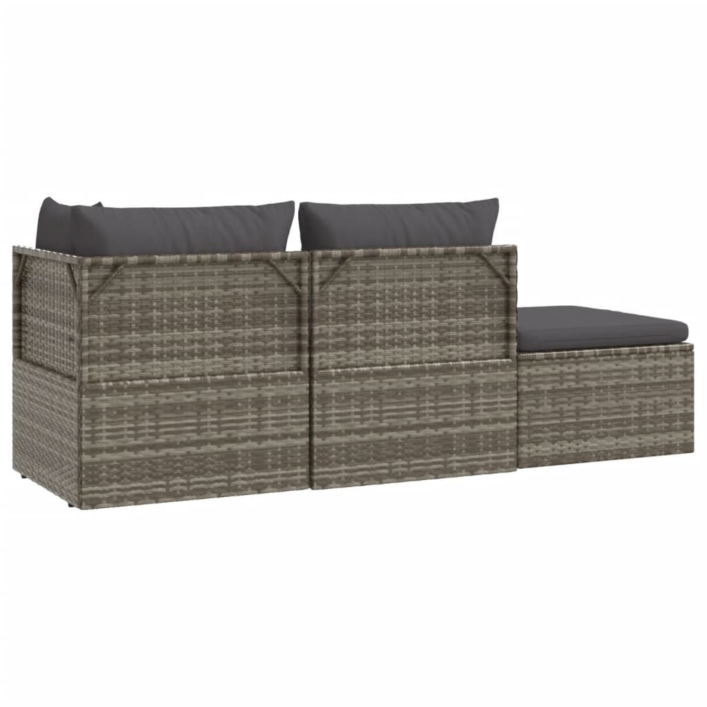 vidaXL Salon de jardin 4 pcs avec coussins Gris Résine tressée