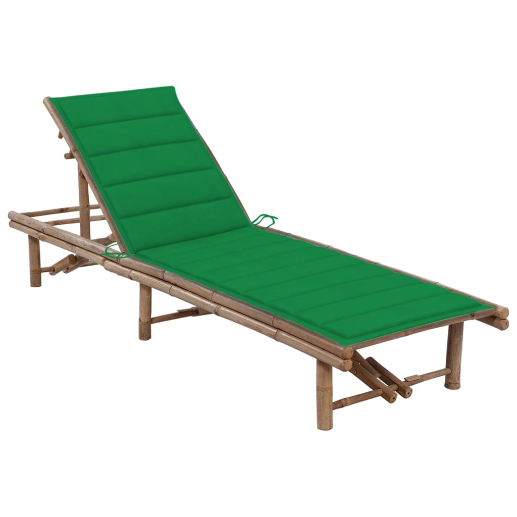 vidaXL Chaise longue de jardin avec coussin Bambou