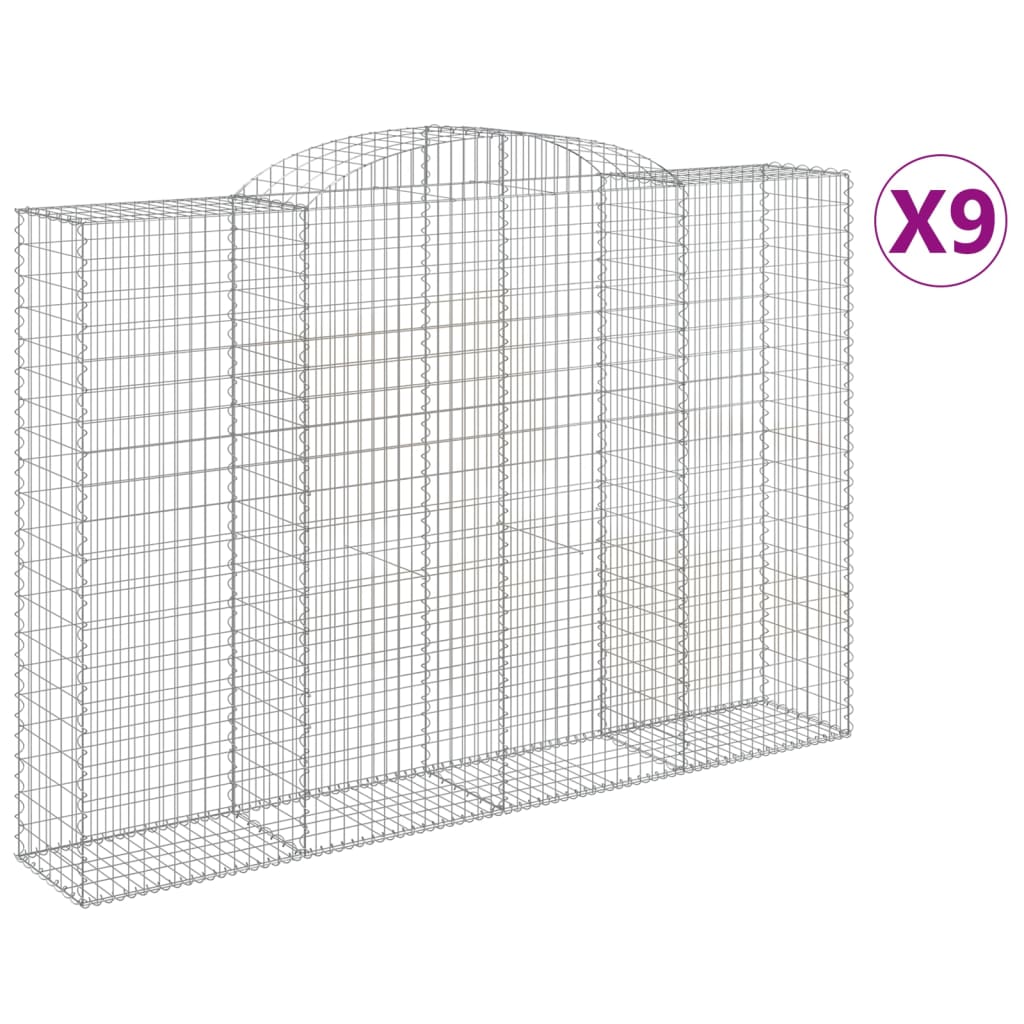 vidaXL Paniers à gabions arqués 9 pcs 300x50x200/220 cm Fer galvanisé