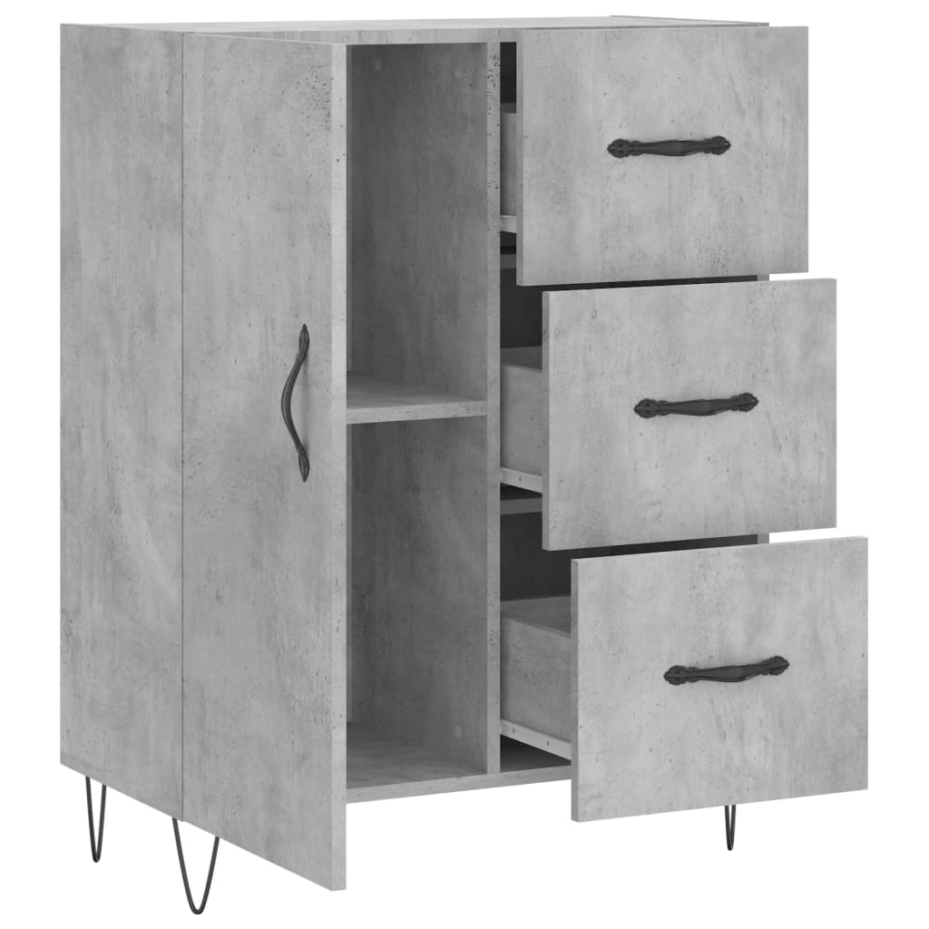 vidaXL Buffet gris béton 69,5x34x90 cm bois d'ingénierie