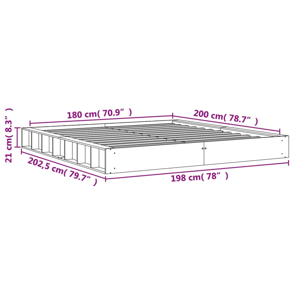 vidaXL Cadre de lit sans matelas cire marron 180x200cm bois pin massif