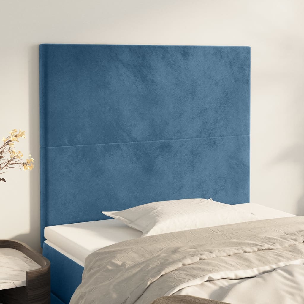 vidaXL Têtes de lit 2 pcs Bleu foncé 100x5x78/88 cm Velours