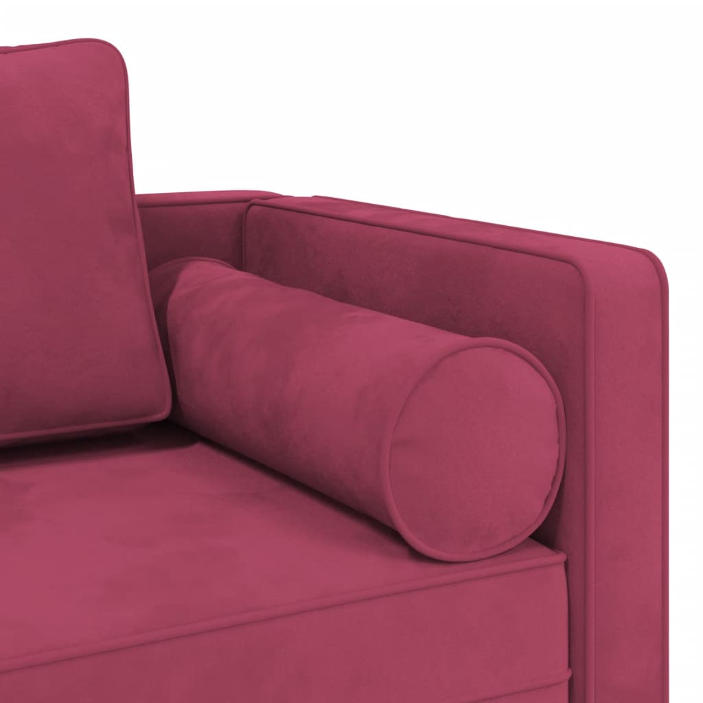 vidaXL Chaise longue avec coussins rouge bordeaux velours