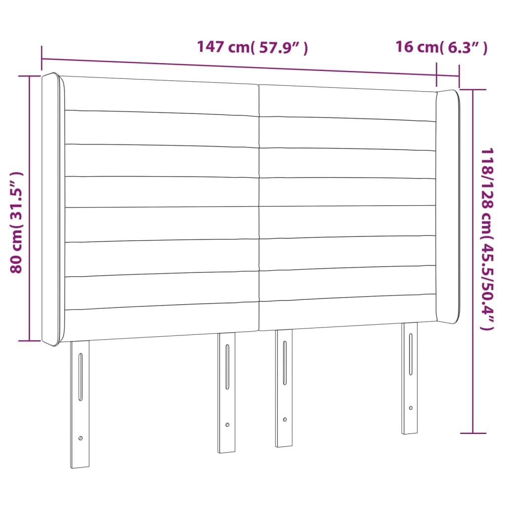 vidaXL Tête de lit avec oreilles Taupe 147x16x118/128 cm Tissu