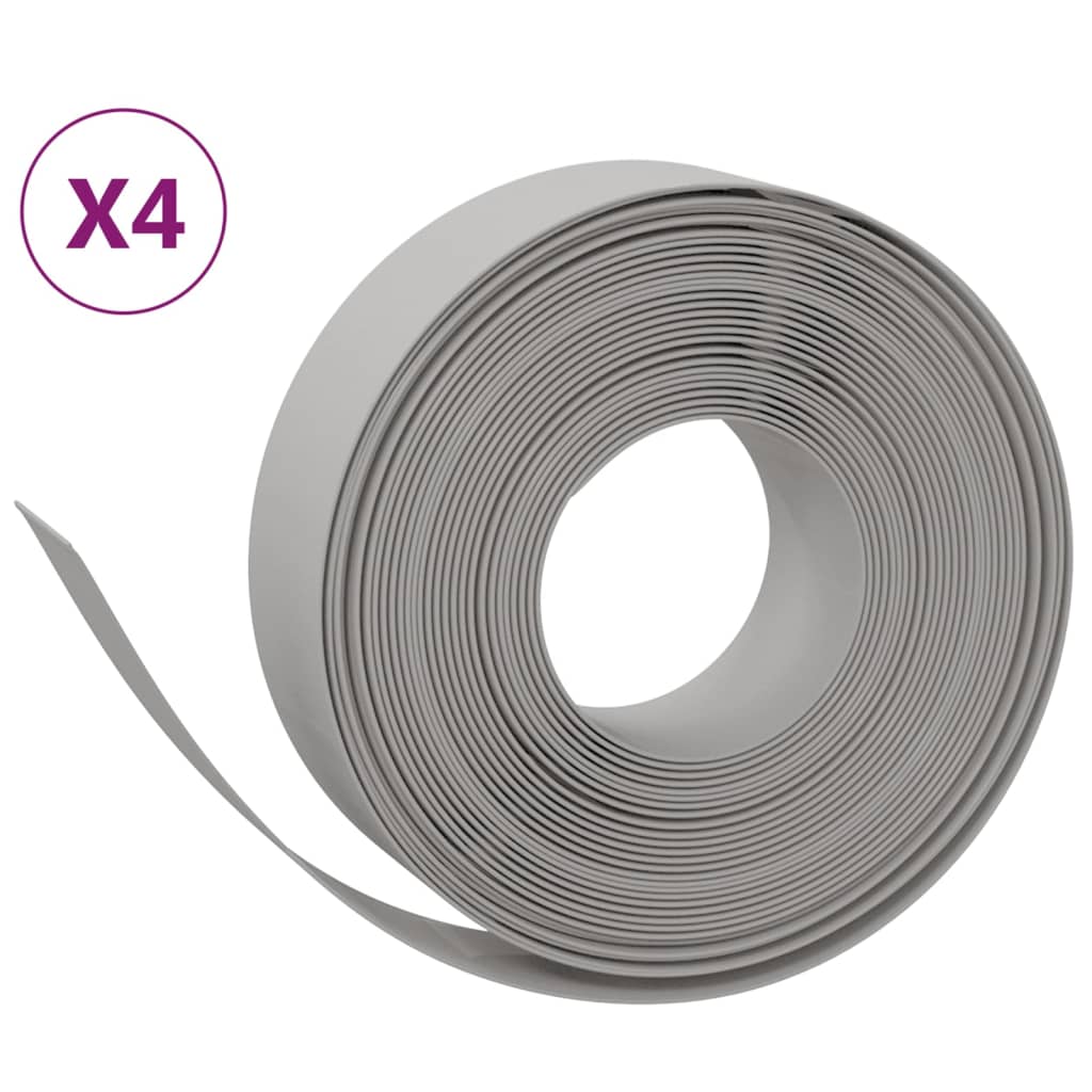 vidaXL Bordures de jardin 4 pcs gris 10 m 15 cm polyéthylène