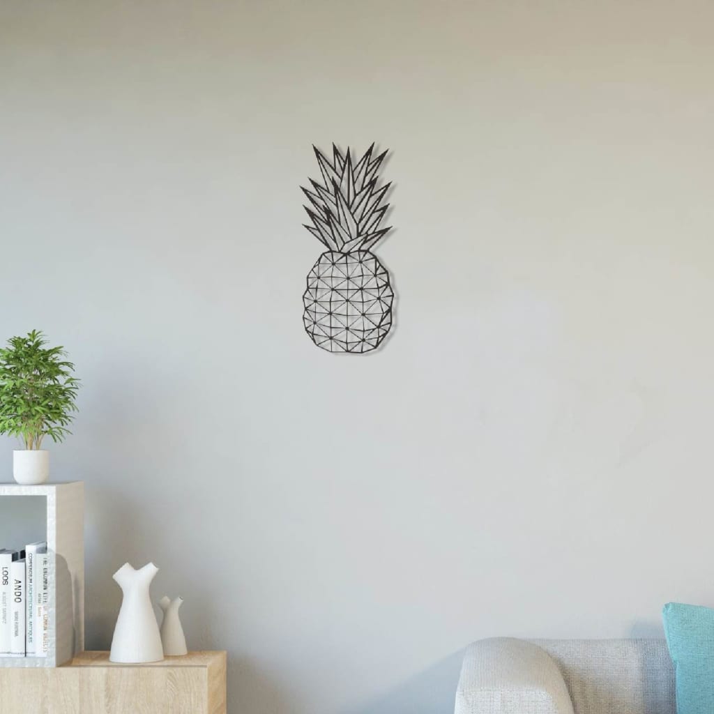 Homemania Décoration murale Ananas 22x55 cm Acier Noir