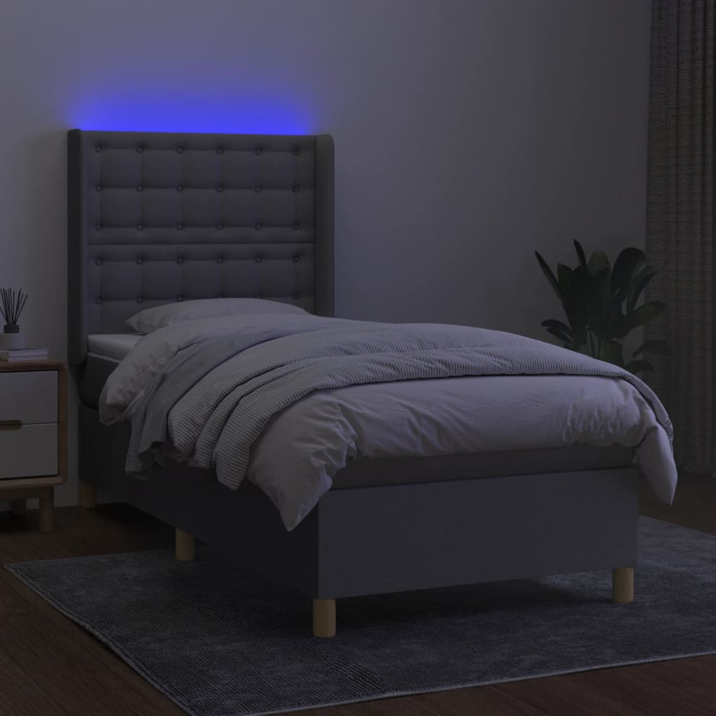 vidaXL Sommier à lattes de lit matelas LED Gris clair 80x200cm Tissu