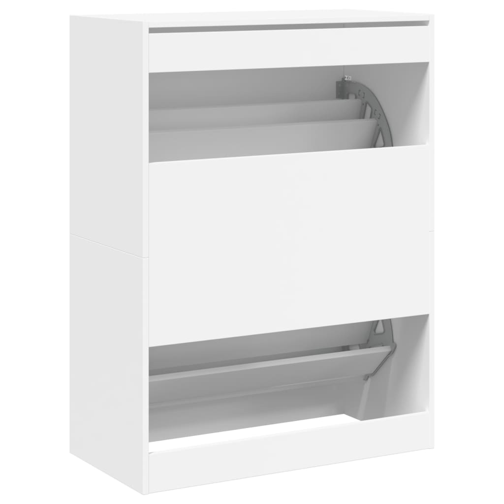 vidaXL Armoire à chaussures 2 tiroirs rabattables blanc 80x42x108 cm