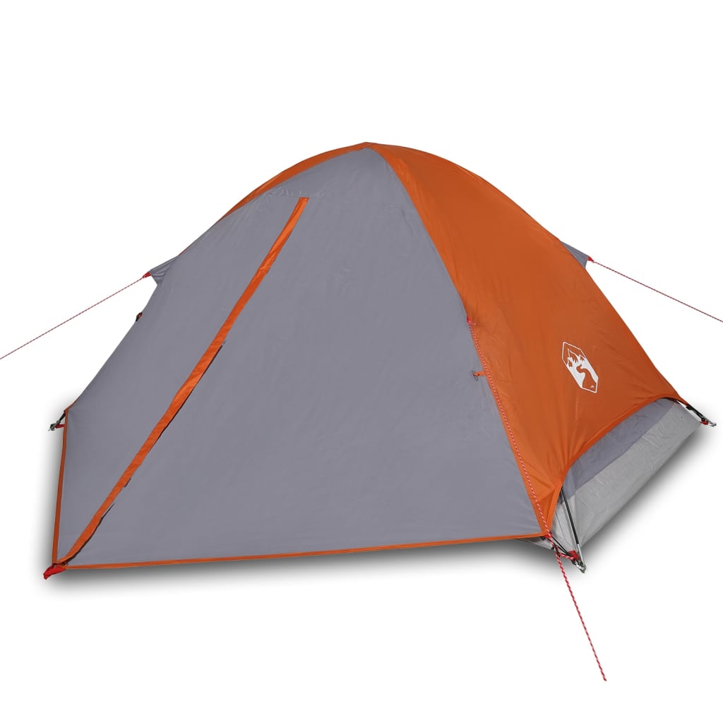 vidaXL Tente de camping à dôme 2 personnes gris et orange imperméable