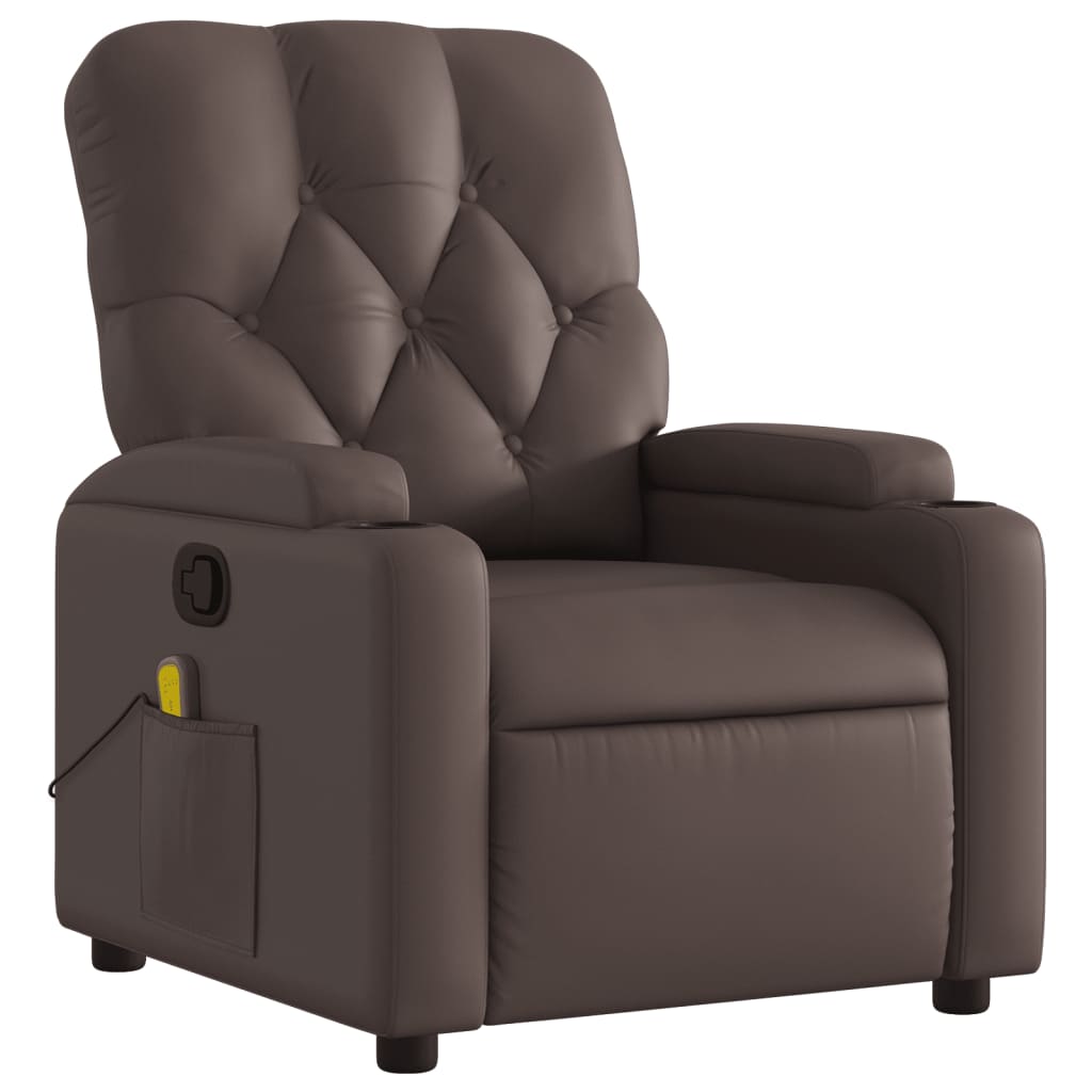 vidaXL Fauteuil de massage inclinable Marron Similicuir