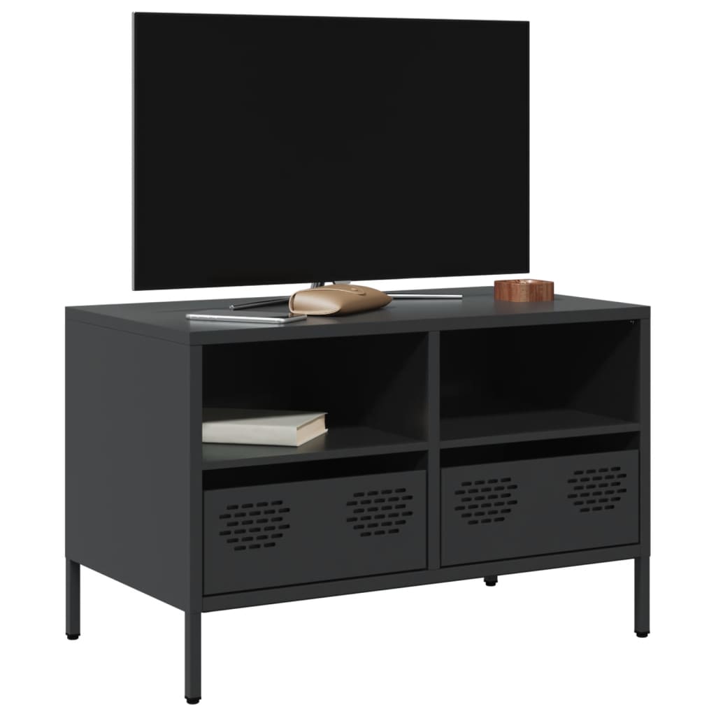 vidaXL Meuble TV noir 68x39x43,5 cm acier laminé à froid