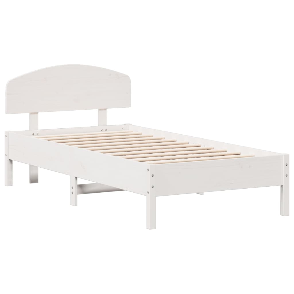 vidaXL Cadre de lit sans matelas blanc 75x190 cm bois de pin massif