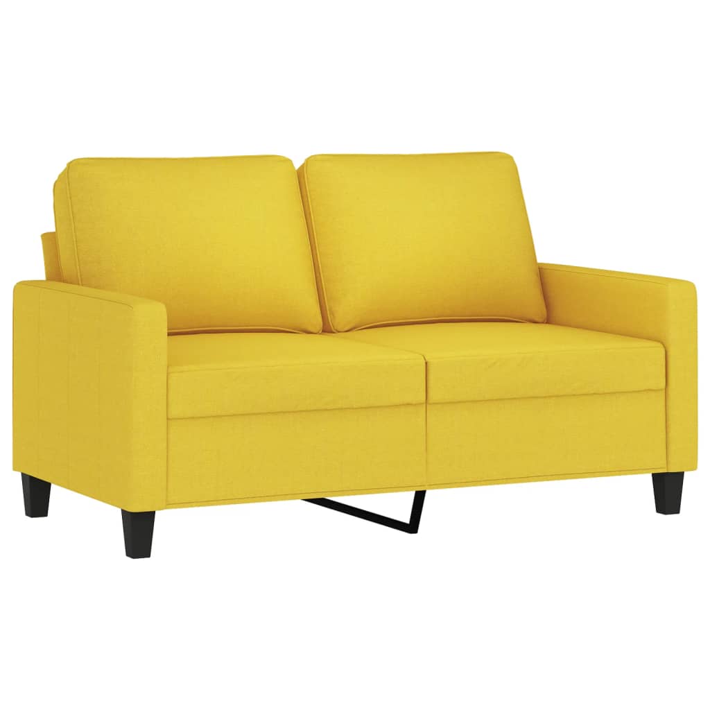 vidaXL Ensemble de canapés 2 pcs avec coussins Jaune clair Tissu