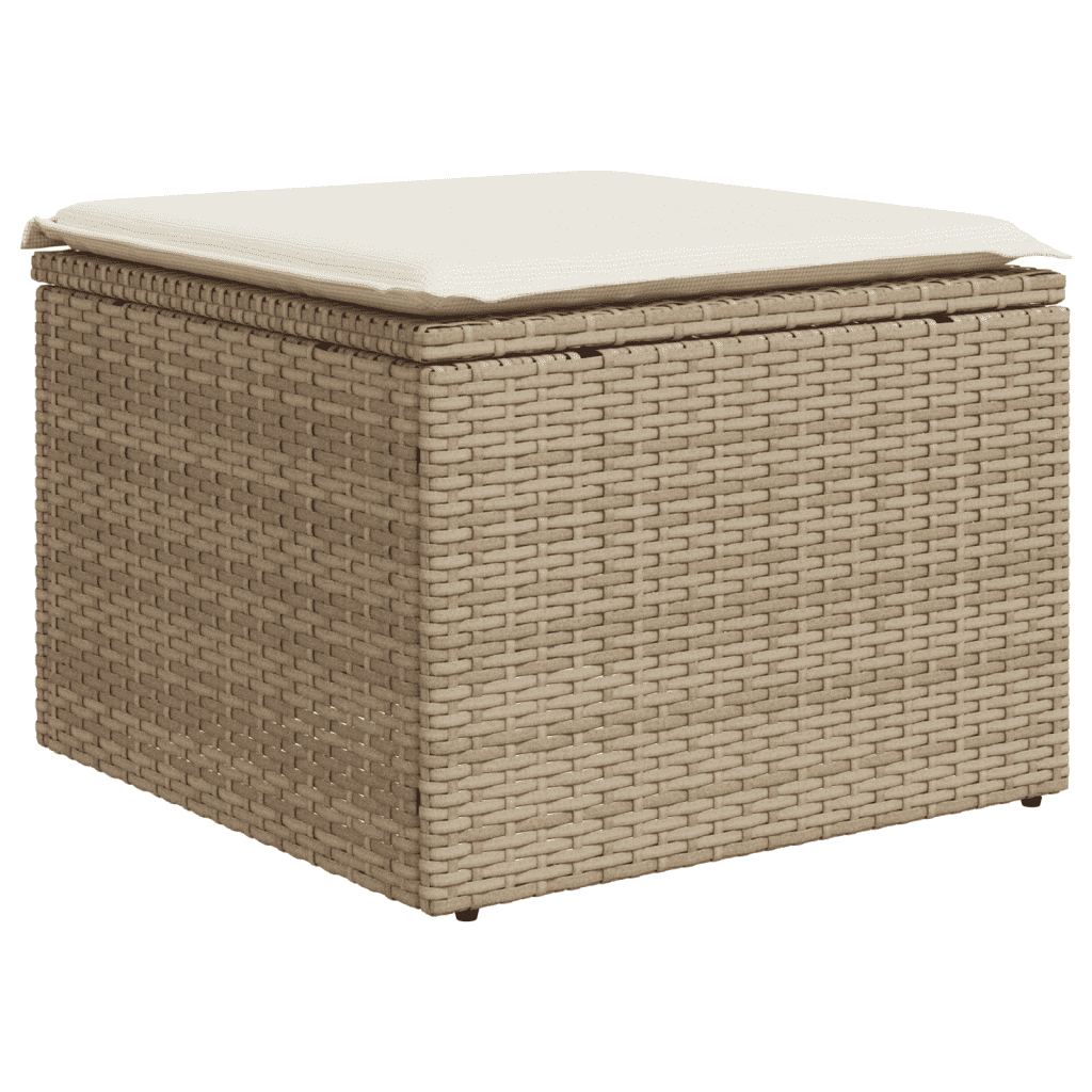 vidaXL Salon de jardin avec coussins 3 pcs beige résine tressée