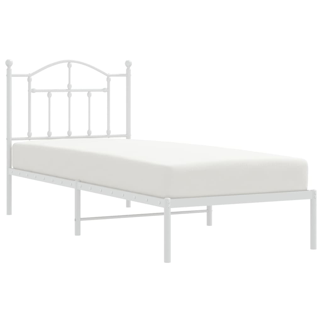 vidaXL Cadre de lit métal sans matelas avec tête de lit blanc 90x200cm