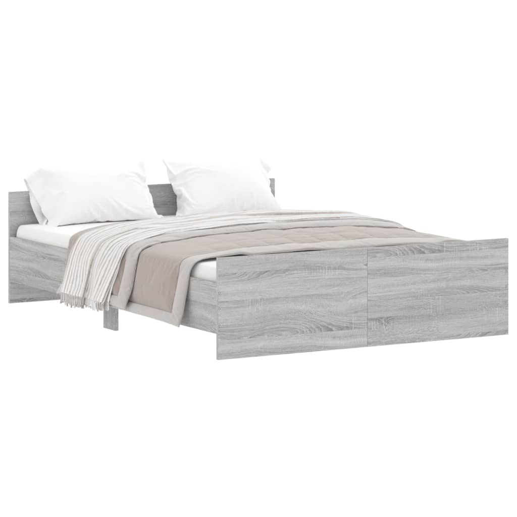 vidaXL Cadre de lit tête de lit et pied de lit sonoma gris 140x190 cm