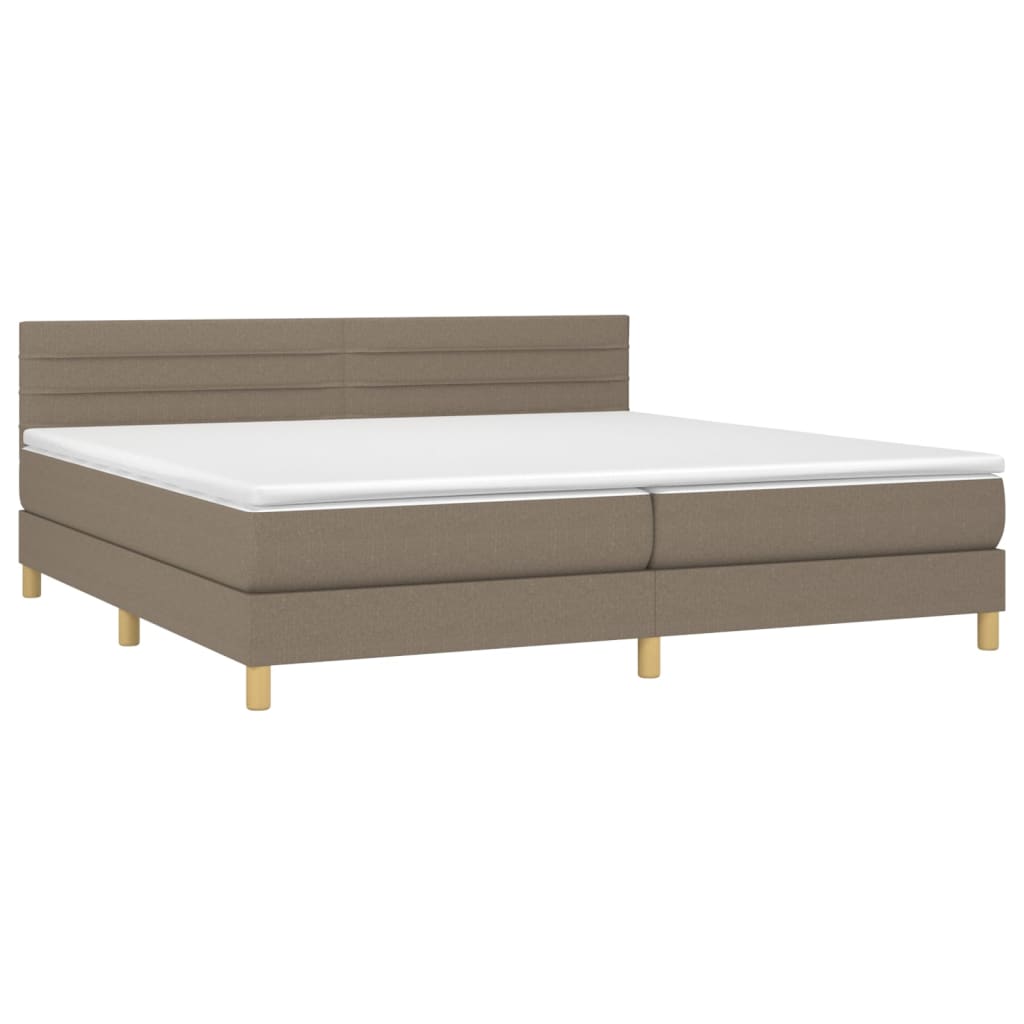 vidaXL Sommier à lattes de lit et matelas et LED Taupe 200x200cm Tissu