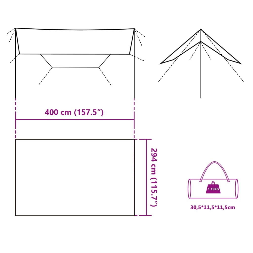 vidaXL Bâche de camping vert 400x294 cm imperméable