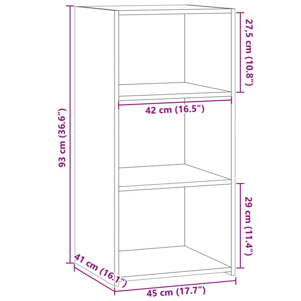 vidaXL Buffet sonoma gris 45x41x93 cm bois d'ingénierie