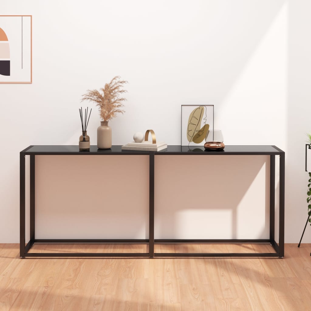 vidaXL Table console Noir 180x35x75,5 cm Verre trempé