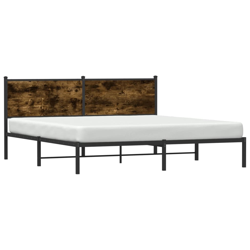 vidaXL Cadre de lit en métal sans matelas chêne fumé 160x200 cm