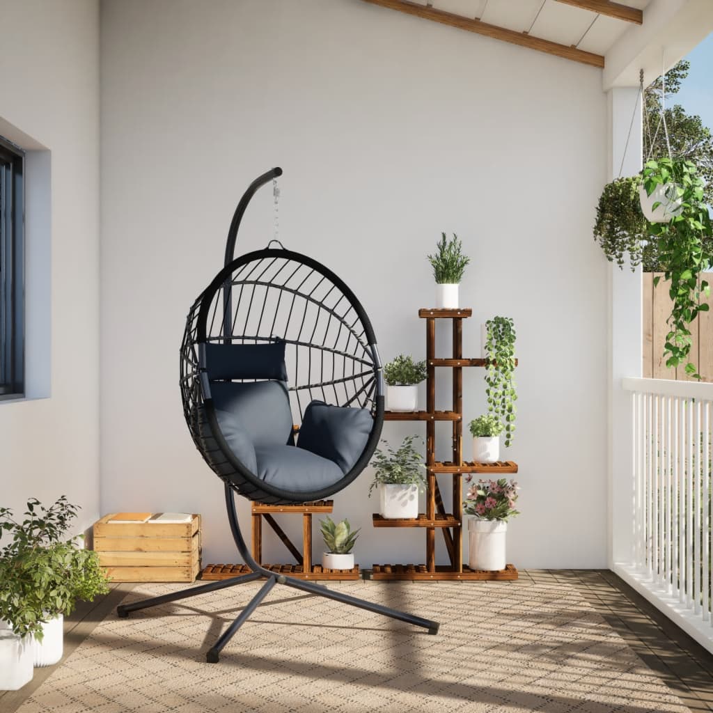 vidaXL Chaise suspendue en forme d'œuf avec support anthracite