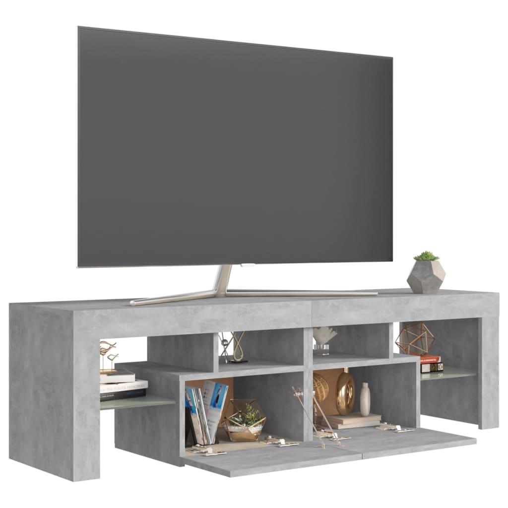 vidaXL Meuble TV avec lumières LED Gris béton 140x36,5x40 cm