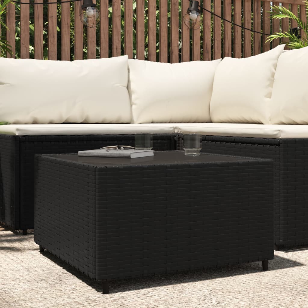 vidaXL Table basse de jardin Carré Noir 50x50x30 cm Résine tressée