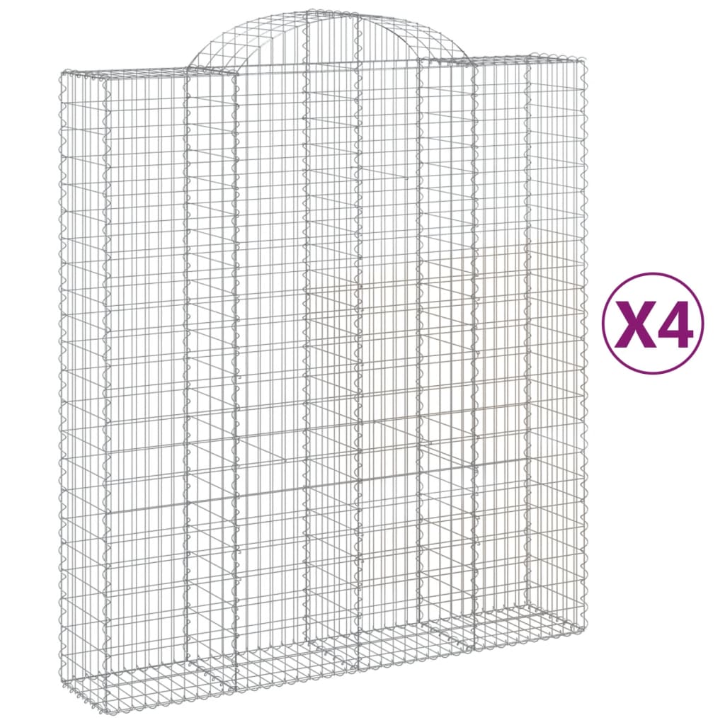 vidaXL Paniers à gabions arqués 4 pcs 200x50x220/240 cm Fer galvanisé