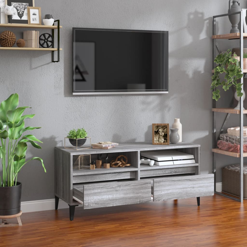 vidaXL Meuble TV sonoma gris 100x34,5x44,5 cm bois d'ingénierie