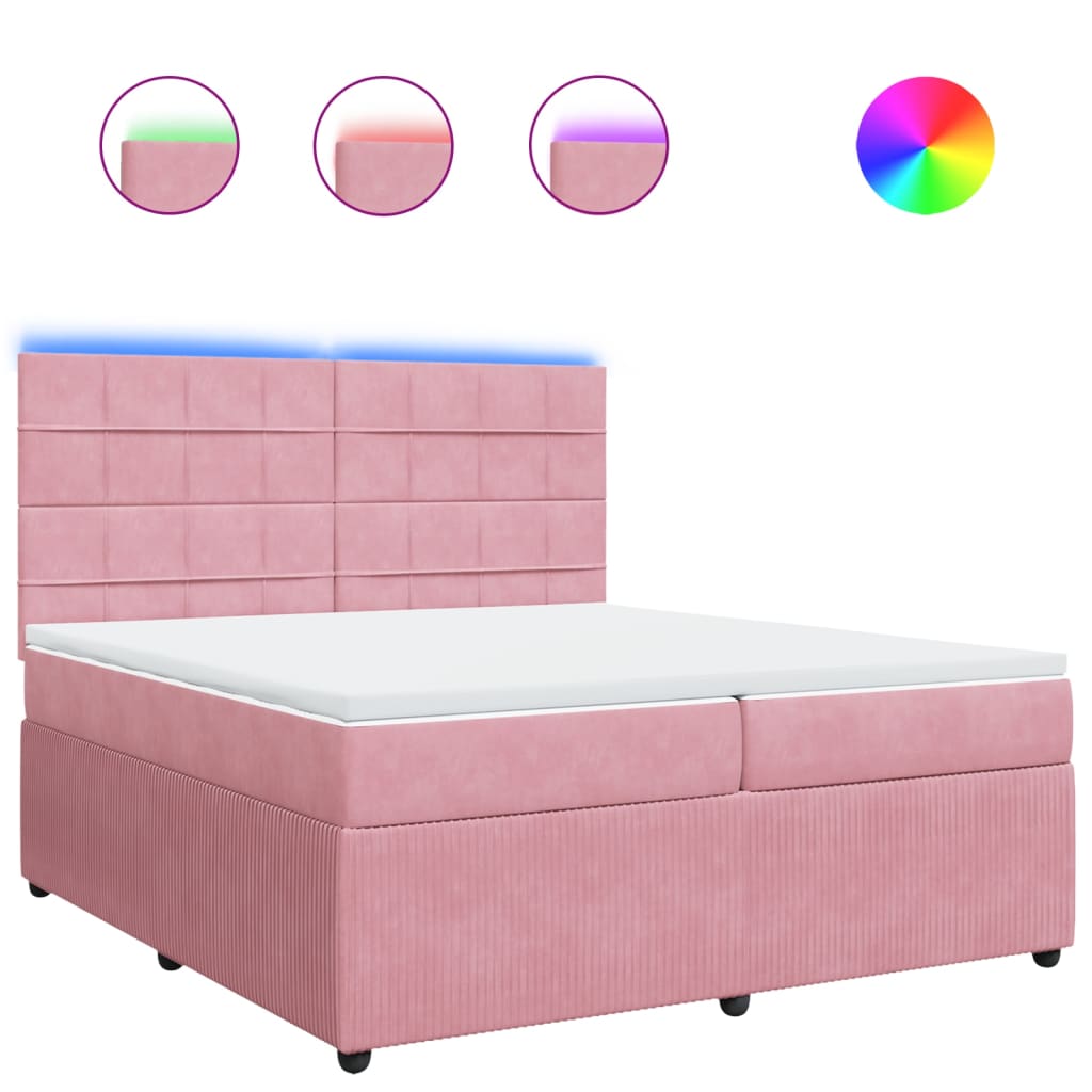 vidaXL Sommier à lattes de lit avec matelas Rose 200x200 cm Velours