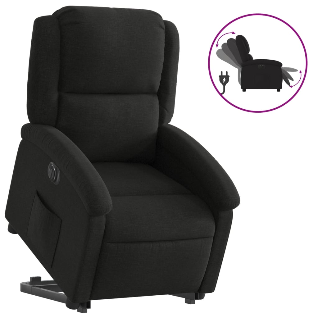 vidaXL Fauteuil inclinable électrique noir tissu