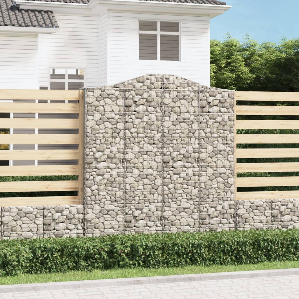 vidaXL Paniers à gabions arqués 2 pcs 200x30x220/240 cm fer galvanisé